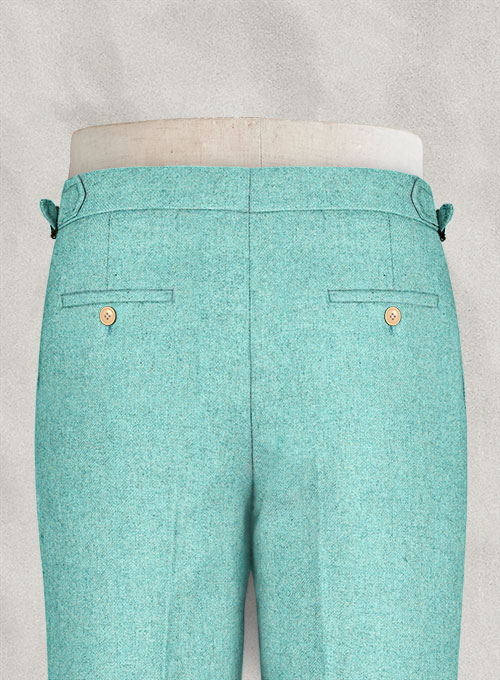 Melange Aqua Blue Highland Tweed Trousers