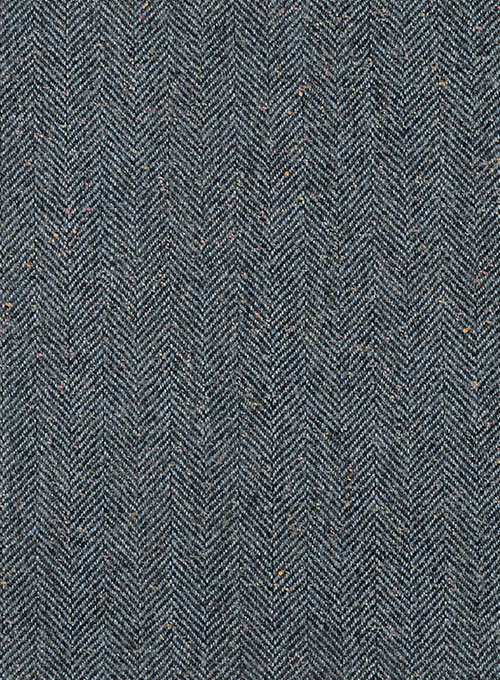 Mid Blue Herringbone Flecks Donegal Tweed Highland Trousers