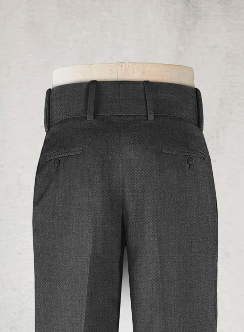 Napolean Sharkskin Charcoal Double Gurkha Wool Trousers