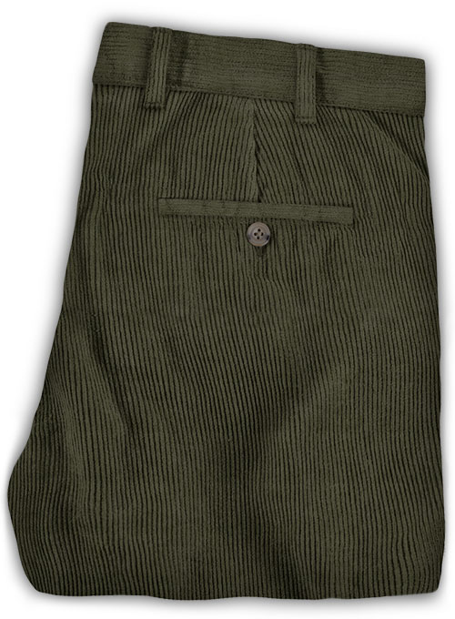 Olive Thick Corduroy Trousers - 8 Wales