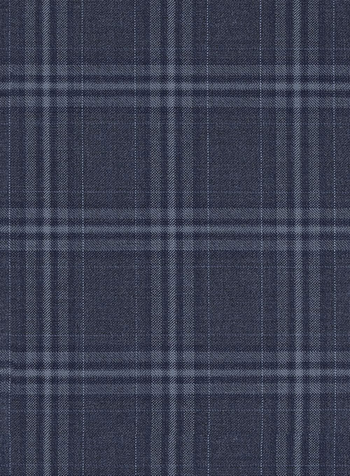 Reda Caiazo Blue Checks Wool Pants