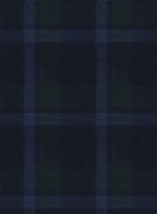 Reda Dark Blue Checks Wool Pants
