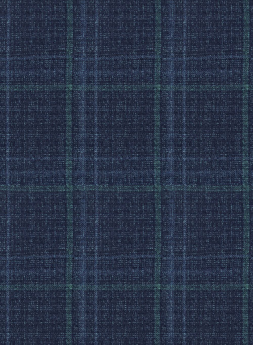 Reda Sapphire Blue Checks Wool Pants