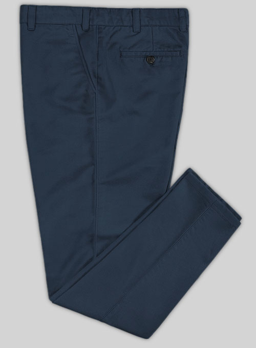 Royal Blue Feather Cotton Canvas Stretch Chino Pants