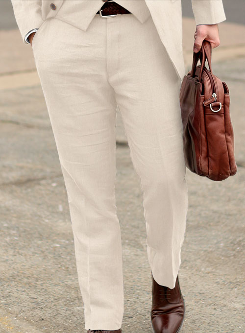 Safari Beige Cotton Linen Pants