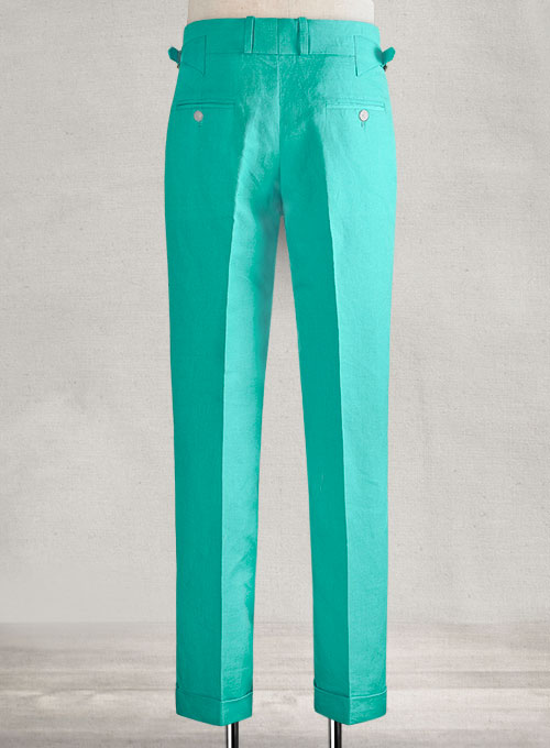 Safari Teal Blue Heritage Cotton Linen Trousers