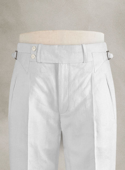 Safari White Cotton Linen Heritage Trousers