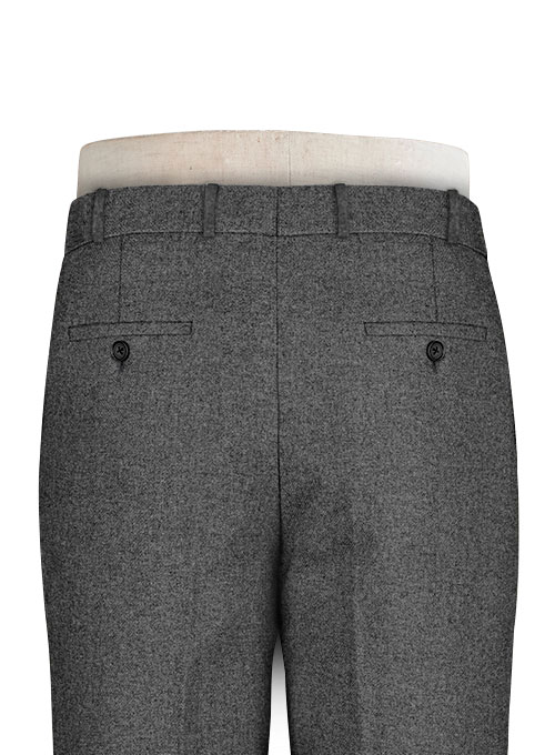Vintage Plain Dark Gray Tweed Pants - Click Image to Close
