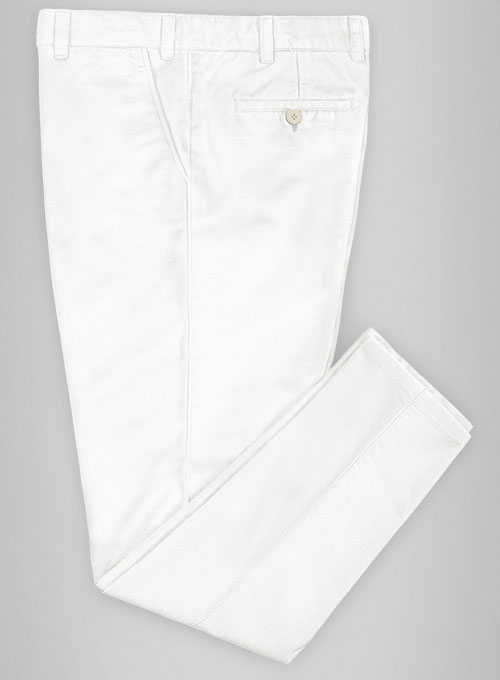 White Feather Cotton Canvas Stretch Pants