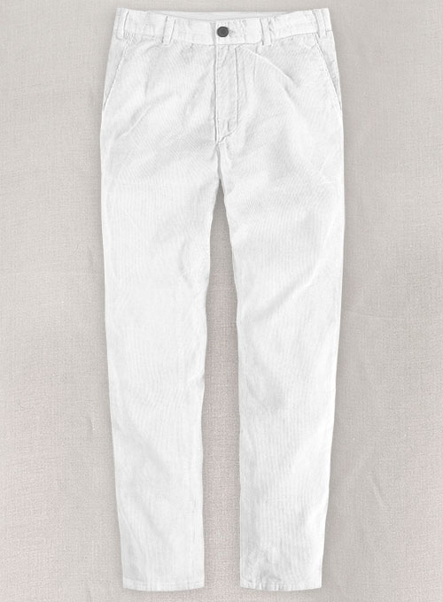 White Stretch Corduroy Trousers