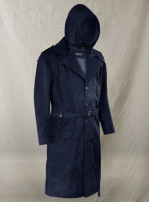 Dark Blue Suede Assassin's Creed Jacob Frye Leather Long Coat