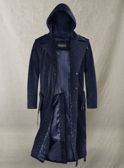Dark Blue Suede Assassin's Creed Jacob Frye Leather Long Coat