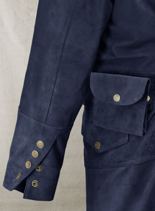 Dark Blue Suede Assassin's Creed Jacob Frye Leather Long Coat