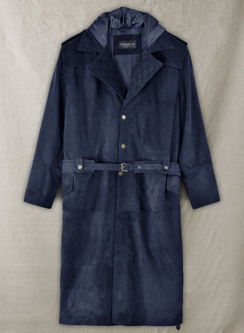 Dark Blue Suede Assassin's Creed Jacob Frye Leather Long Coat