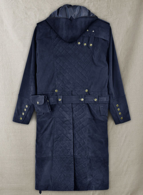 Dark Blue Suede Assassin's Creed Jacob Frye Leather Long Coat