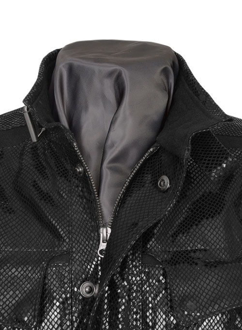 Snake Emboss Black Avengers Age of Ultron Leather Jacket