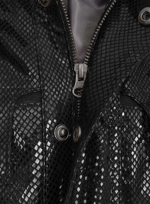 Snake Emboss Black Avengers Age of Ultron Leather Jacket