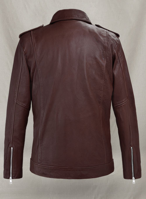 Beast Burgundy Biker Leather Jacket