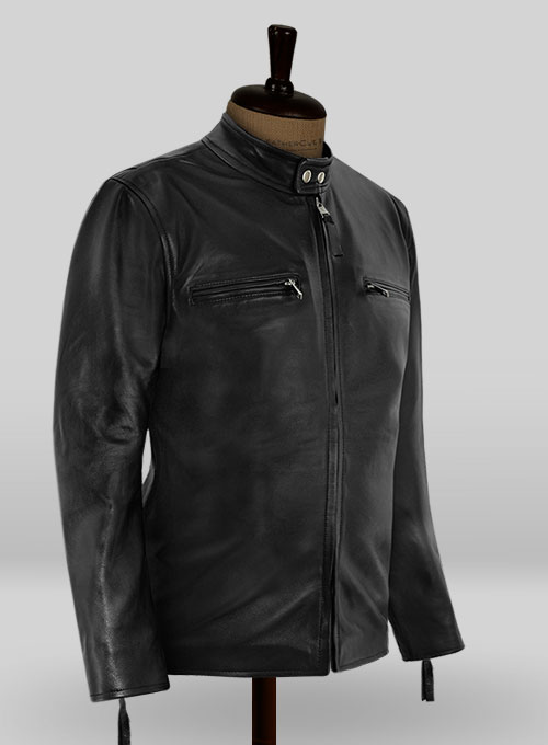 Black Bradley Cooper Burnt Leather Jacket