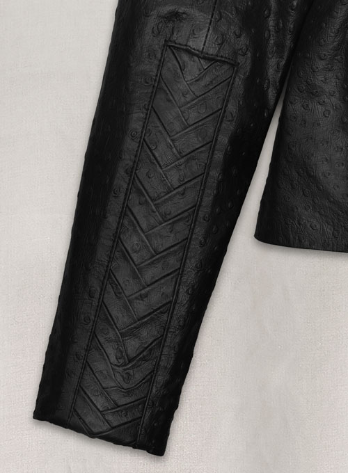 Black Ostrich Eva Mendes Ghost Rider Leather Blazer