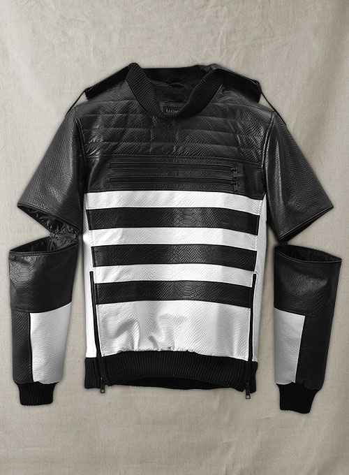 Black Python Tornado Convertible Leather Jacket