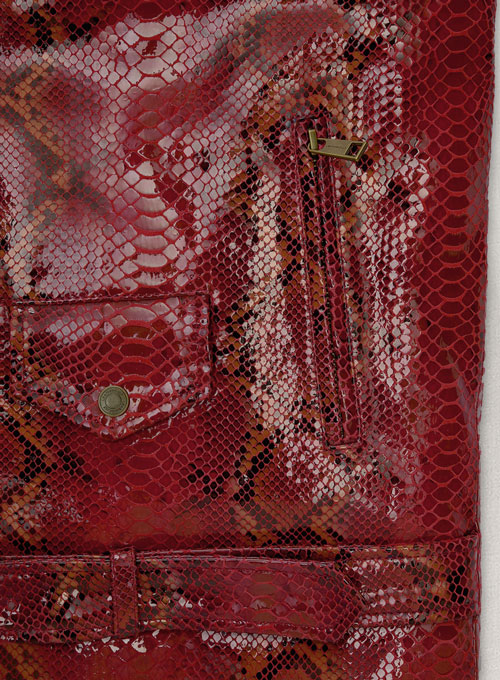 Bold Red Python Pure Leather Biker Jacket #2