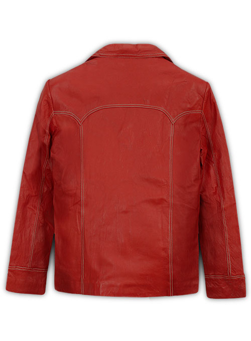 Soft Red Washed & Wax Brad Pitt Fight Club Jacket - M Slim
