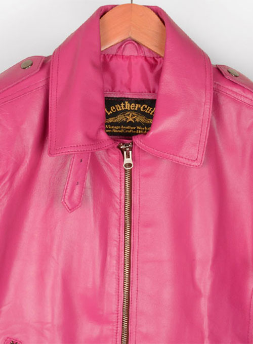 bright pink biker jacket
