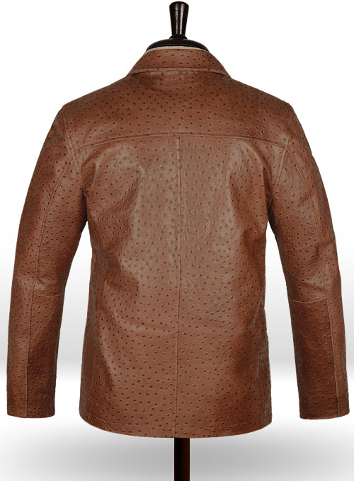 Brown Ostrich Leather Hipster Jacket #2