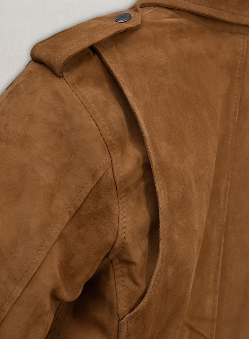 Caramel Brown Suede Pure Leather Biker Jacket #2