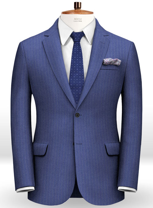Chalkstripe Wool Royal Blue Jacket MakeYourOwnJeans® Made To Measure
