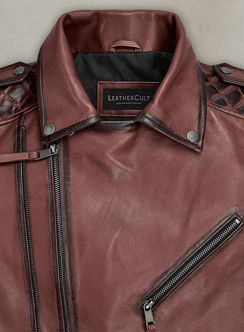 Charles Burnt Maroon Leather Jacket