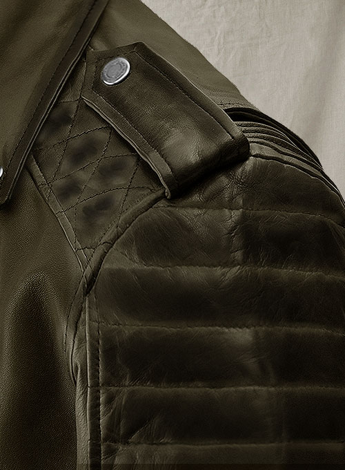 Charles Burnt Olive Leather Jacket - Click Image to Close