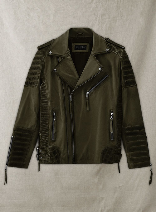 Charles Burnt Olive Leather Jacket - Click Image to Close