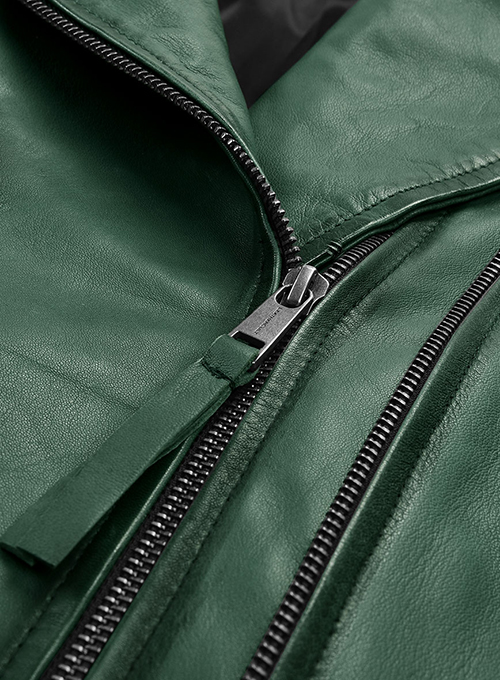 Charlotte Burnt Green Leather Jacket