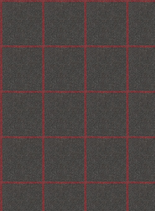 Charcoal Red Windowpane Flannel Wool Jacket