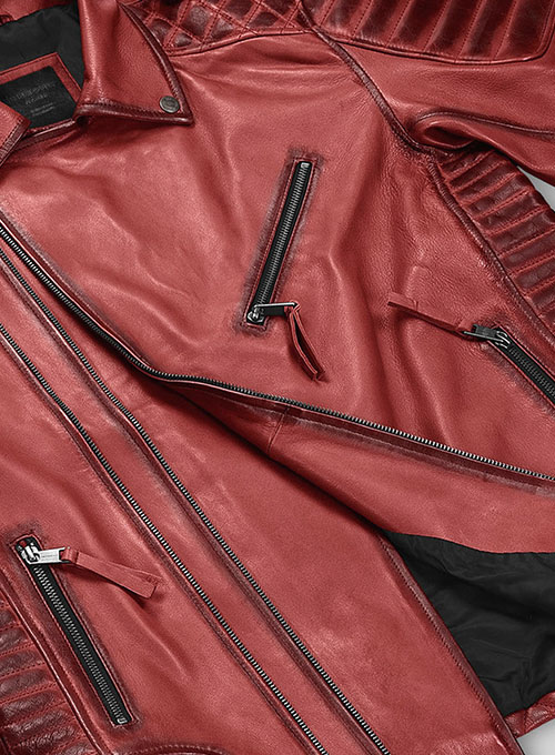 Charles Burnt Red Leather Jacket