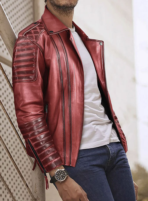 Charles Burnt Red Leather Jacket