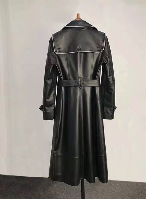 Contrast Edge Leather Long Coat Contrast Edge Leather Long Coat