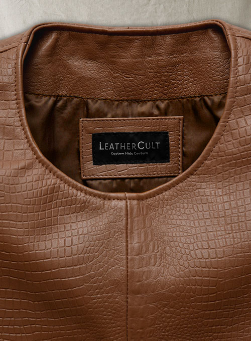 Crocodile Brown Leather T-Shirt
