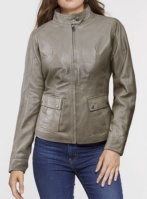 Croma Gray Washed & Wax Scarlett Johansson Leather Jacket