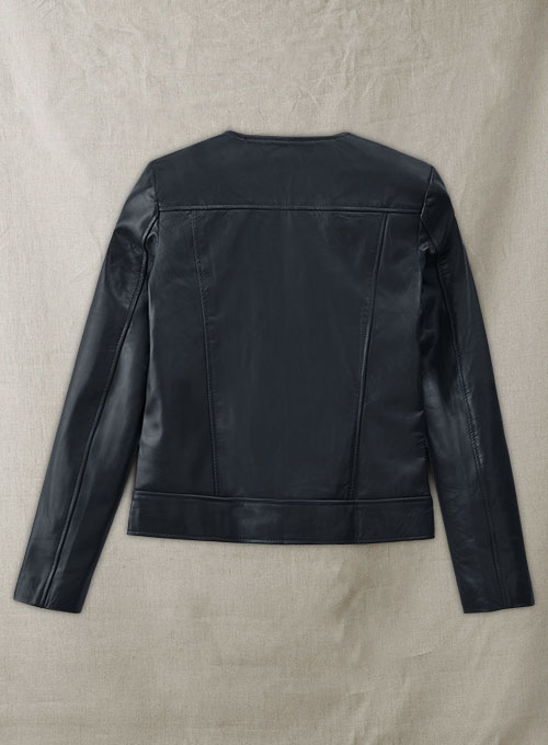 Dark Blue Leather Jacket # 237