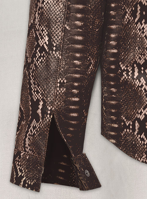 Dark Brown Python Classic Leather Shirt