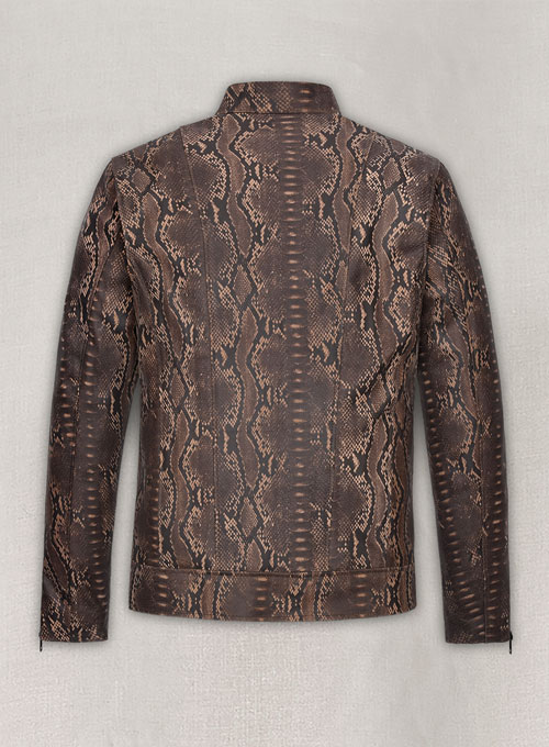 Dark Brown Python Jason Momoa Fast-X Leather Jacket