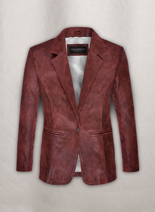 Dark Vintage Red Ali Larter Resident Evil Leather Blazer