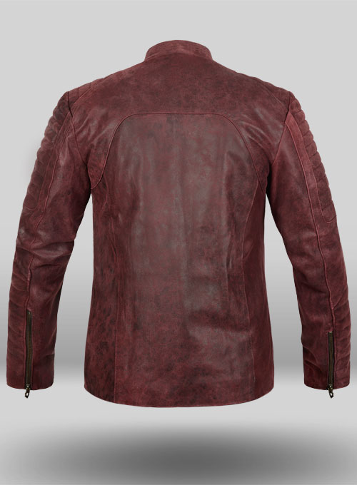 Dark Vintage Red Leather Jacket # 645