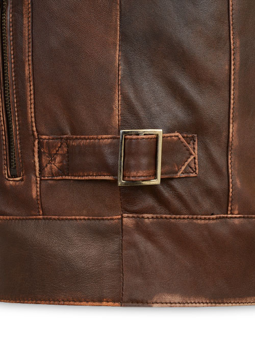 Espresso Rubbed Tan Leather Jacket