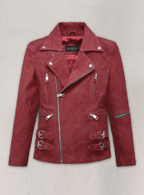 French Red Suede Leather Jacket # 903