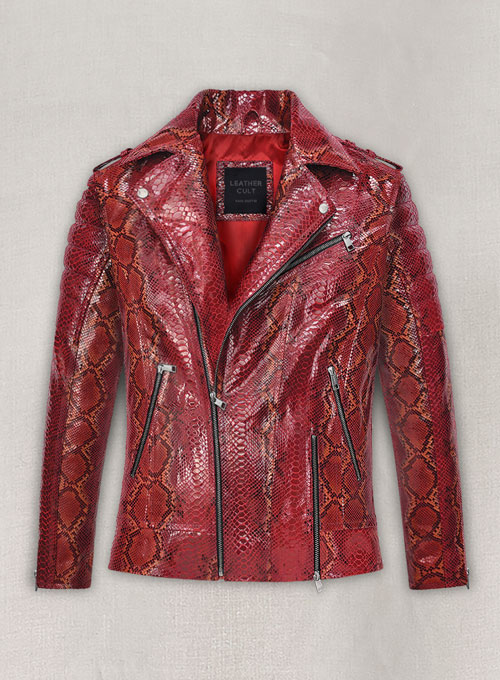 Gallant Bold Red Python Leather Jacket