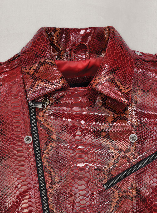 Gallant Bold Red Python Leather Jacket